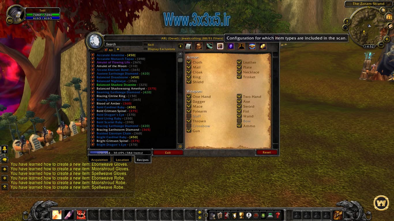 Download Addons Ackis Recipe List - World of warcraft training